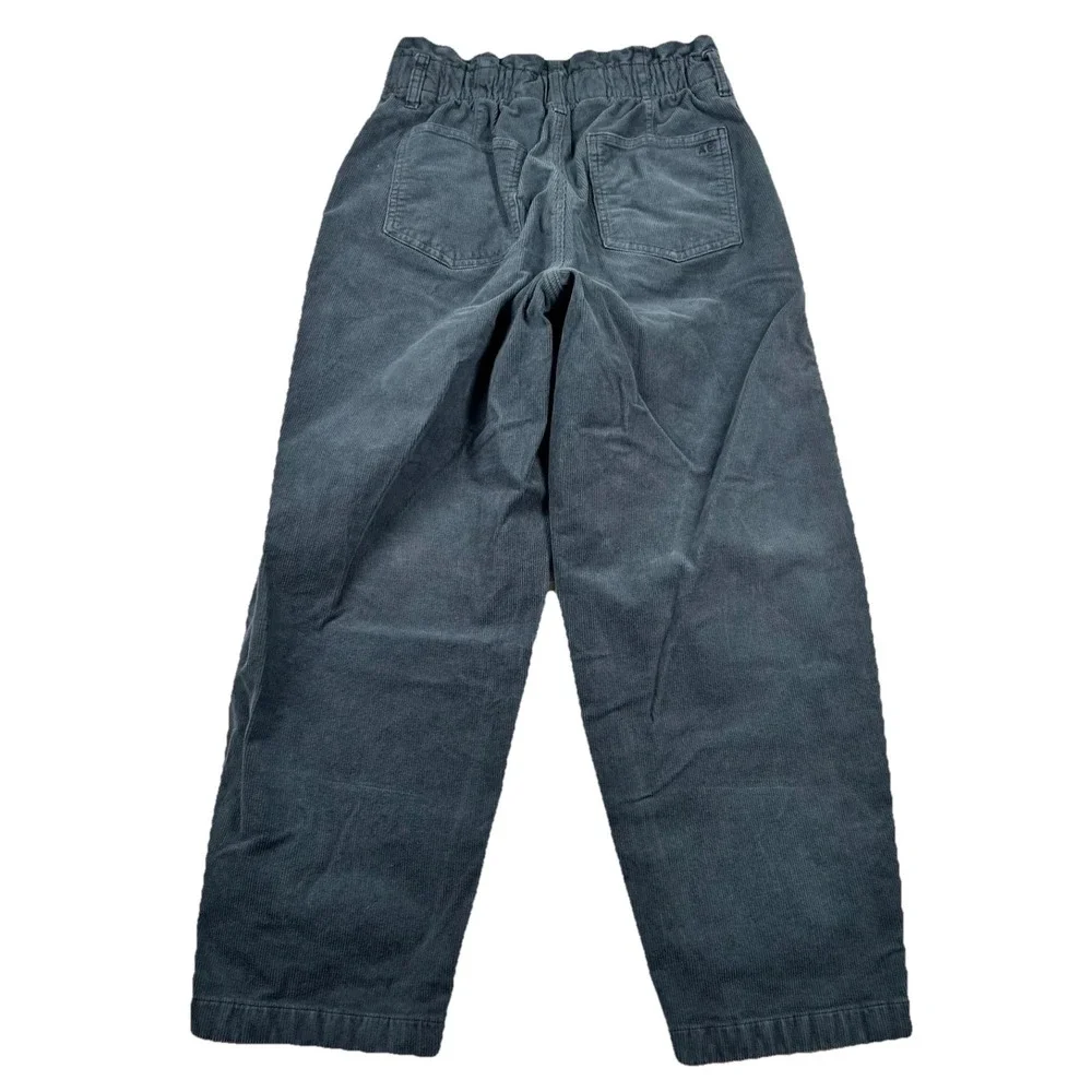American Eagle Barrel Jeans Womens 2 Corduroy Stretch Gray Paperbag Waist